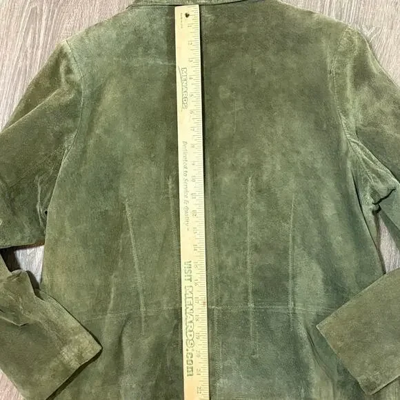 VTG Pursuits Ltd Olive Green Suede Leather Blazer Jacket Women’s XL Y2K - Picture 8 of 10